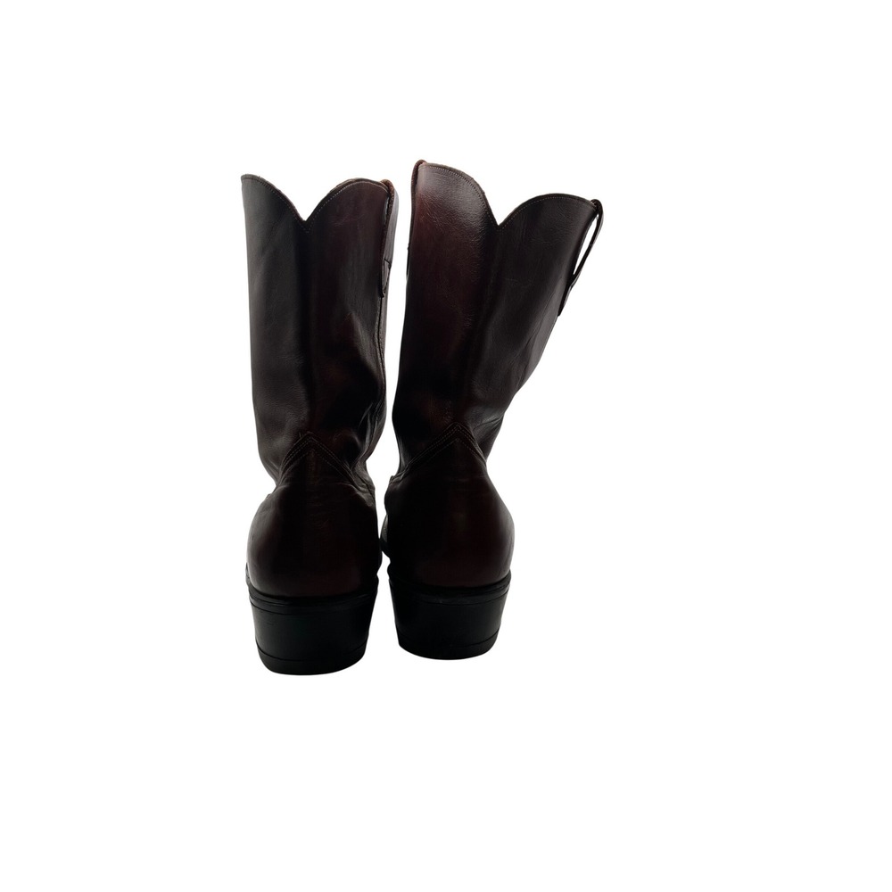 Mens Brown Leather Wellington Work Boots Mid Calf Pull On size 13 - Picture 7 of 15